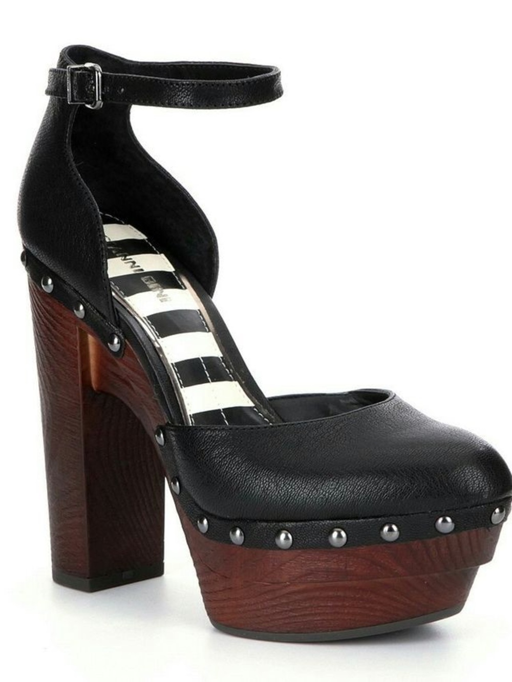 Gianni Bini Blanca Black Studded Platform Ankle Strap Heels | Women’s Size 10